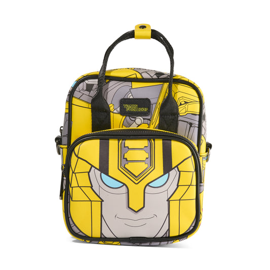Crossbody Bag with Handles - Transformers BUMBLE BEE Character Face and Text Yellow/Black