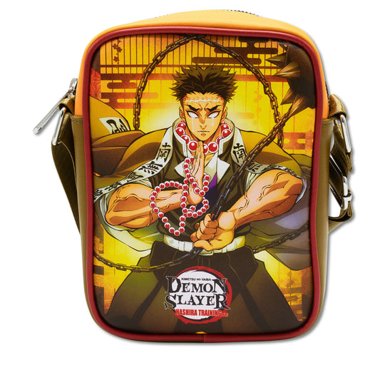 Crossbody Bag - DEMON SLAYER Gyomei Himejima Beads Chain Pose and Title Logo Multi Color