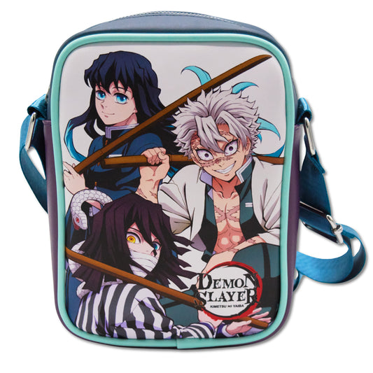 Crossbody Bag - DEMON SLAYER Three Character Group Pose and Title Logo White
