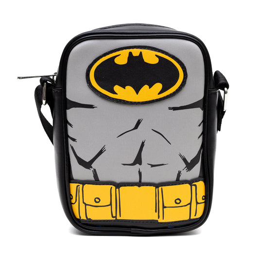 Crossbody Bag - Batman Character Close-Up with Bat and Belt Appliques