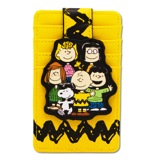 Character Wallet ID Card Holder - Peanuts Seven Character Group Pose Yellow