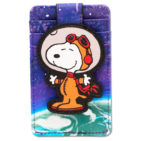 Character Wallet ID Card Holder - Peanuts Astronaut Snoopy Pose Blues