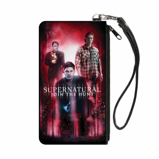 Canvas Zipper Wallet - LARGE - SUPERNATURAL-JOIN THE HUNT Crowley/Dean/Sam Group Pose Black/Red Glow