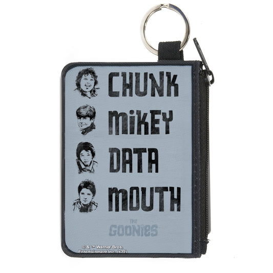 Canvas Zipper Wallet - MINI X-SMALL - The Goonies CHUNK-MIKEY-DATA-MOUTH Poses Periwinkle/Black