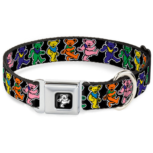 Grateful Dead Bear Seatbelt Buckle Collar - Dancing Bears Black/Multi Color