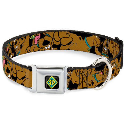 SD Dog Tag Full Color Black Yellow Blue Seatbelt Buckle Collar - Dog Collar SDB-Scooby Doo Dog Tag Full Color - Scooby Doo Stacked CLOSE-UP Black