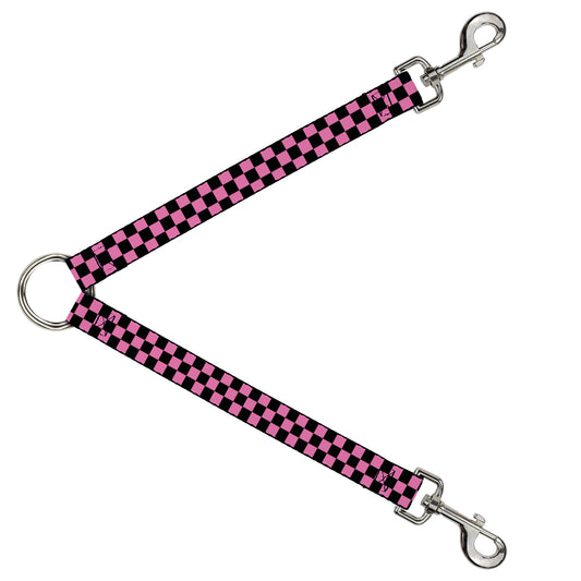 Dog Leash Splitter - Checker Black/Pink