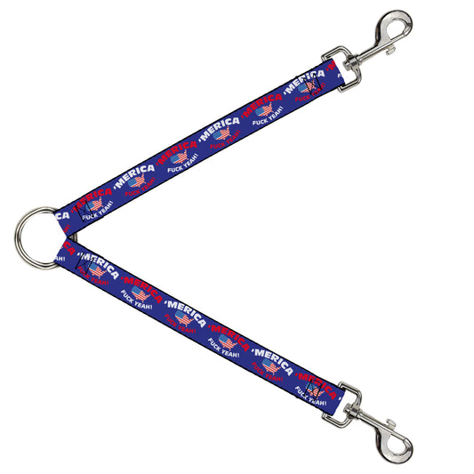 Dog Leash Splitter - 'MERICA FUCK YEAH!/USA Silhouette Blue/White/Red/US Flag