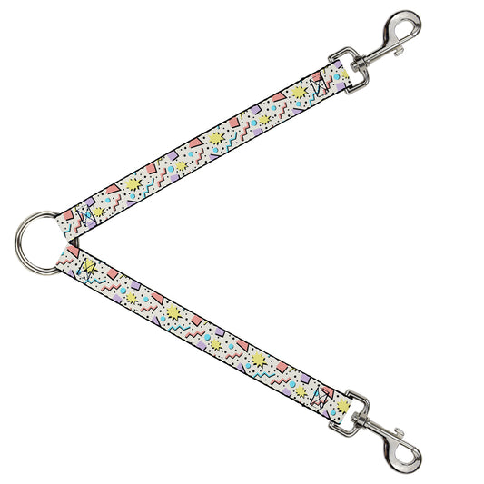 Dog Leash Splitter - 90s Nineties Grid Pattern Gray Multi Pastel