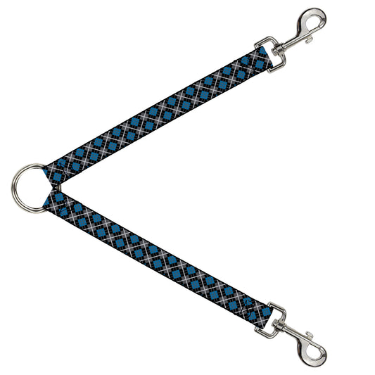 Dog Leash Splitter - Argyle Black/Gray/Turquoise