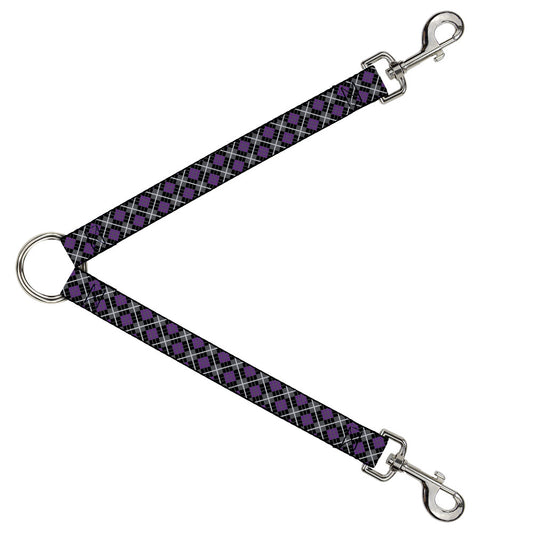 Dog Leash Splitter - Argyle Black/Gray/Purple