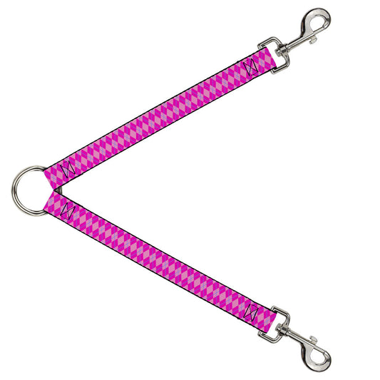 Dog Leash Splitter - Argyle Pink/Fuchsia/Blue