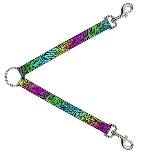 Dog Leash Splitter - Animal Skins Rainbow/Black