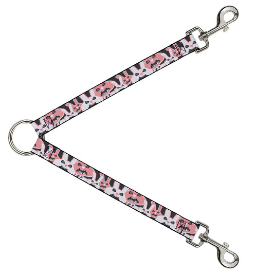 Dog Leash Splitter - Angry Bunnies Gray/Pinks