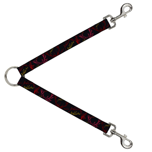 Dog Leash Splitter - Antlers Black/Burgundy/Gold