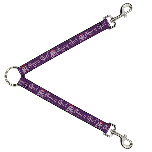 Dog Leash Splitter - Angry Girl Purple/Pink