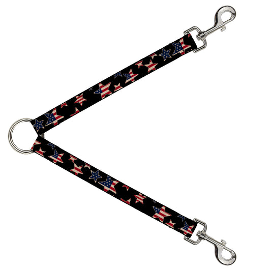 Dog Leash Splitter - Americana Stars & Flags Black/Red/White/Blue