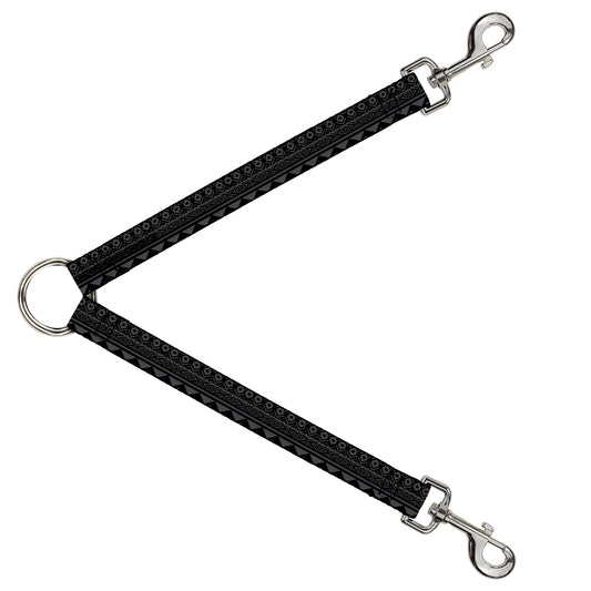 Dog Leash Splitter - Aztec Pattern1 Gray/Black