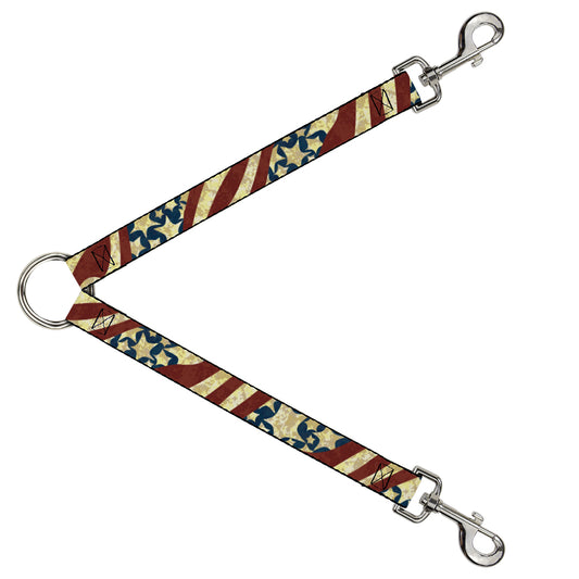 Dog Leash Splitter - Americana Diagonal Vintage Stars & Stripes2