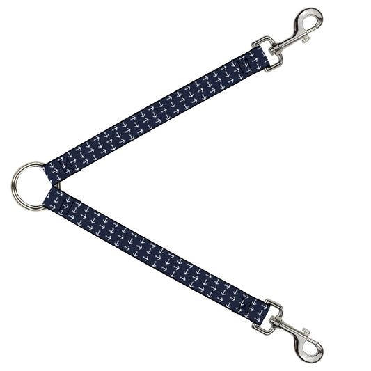 Dog Leash Splitter - Anchors Navy/White