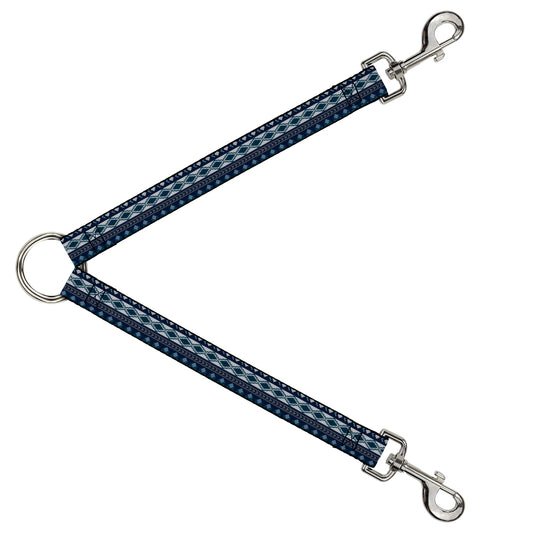 Dog Leash Splitter - Aztec4 Blues/White/Gray