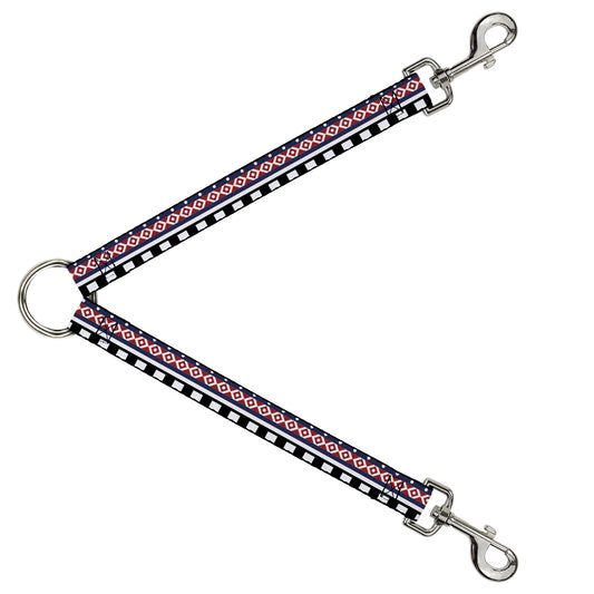 Dog Leash Splitter - Aztec13 White/Navy/Red/Black