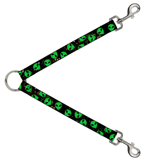 Dog Leash Splitter - Aliens Head Scattered Galaxy2/Green/Black