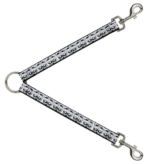 Dog Leash Splitter - Anonymous Face CLOSE-UP Repeat White/Black/Gray