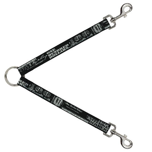 Dog Leash Splitter - Americana One Hundred Dollar Bill Elements Black/Gray