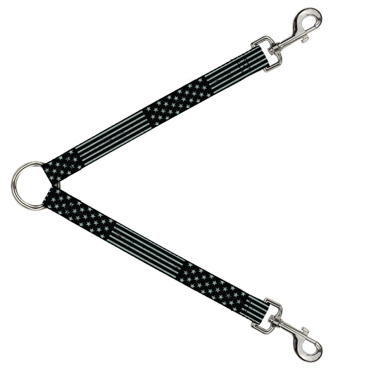 Dog Leash Splitter - Americana Stars & Stripes2 Weathered Black/Gray