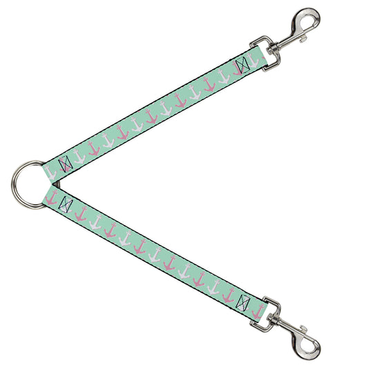 Dog Leash Splitter - Anchor2 C/U Green/Pink/White