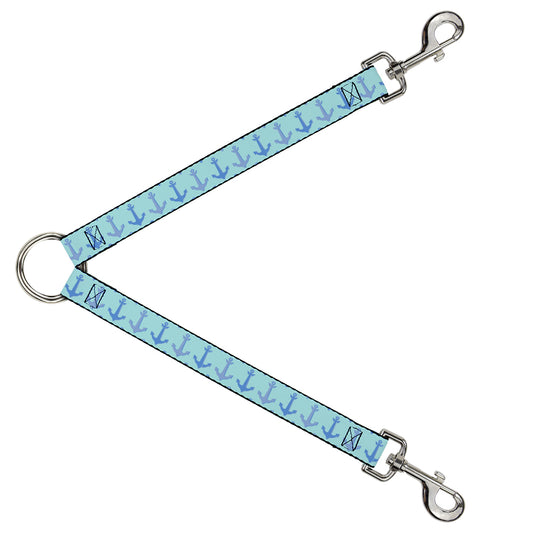 Dog Leash Splitter - Anchor2 C/U Turquoise/Blues