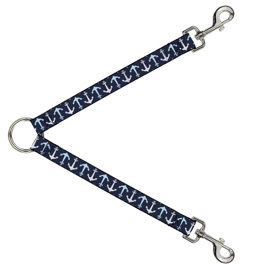 Dog Leash Splitter - Anchor2 Flip C/U Navy/Baby Blue/White