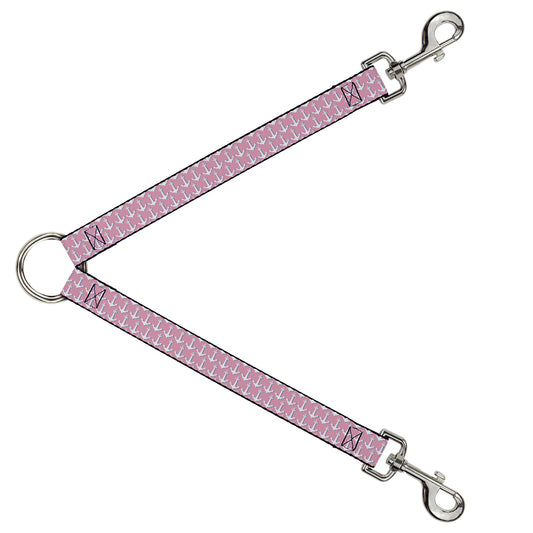 Dog Leash Splitter - Anchor2 Monogram Baby Pink/Baby Blue/White