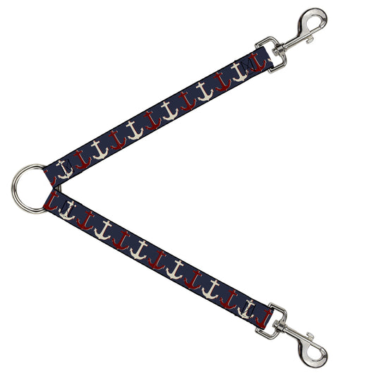 Dog Leash Splitter - Anchor3 C/U Navy/Red/Cream