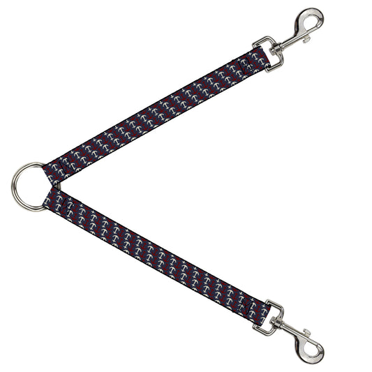 Dog Leash Splitter - Anchor3 Flip Navy/Red/Cream