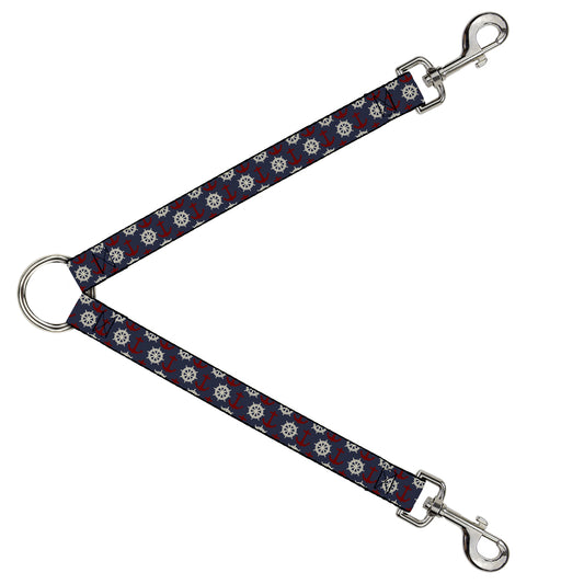 Dog Leash Splitter - Anchor3/Helm Monogram Navy/Red/Cream