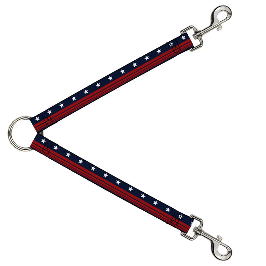 Dog Leash Splitter - Americana Stars & Stripes4 Blue/White/Red