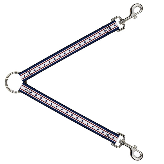 Dog Leash Splitter - Americana Stars & Stripes 6 Blue/White/Red