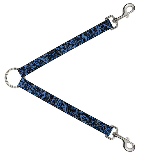 Dog Leash Splitter - Bandana/Skulls Baby Blue/Black