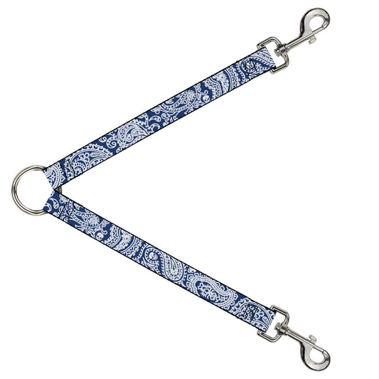 Dog Leash Splitter - Bandana/Skulls Royal/White