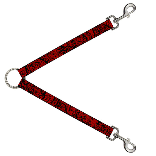 Dog Leash Splitter - Bandana/Skulls Black/Red
