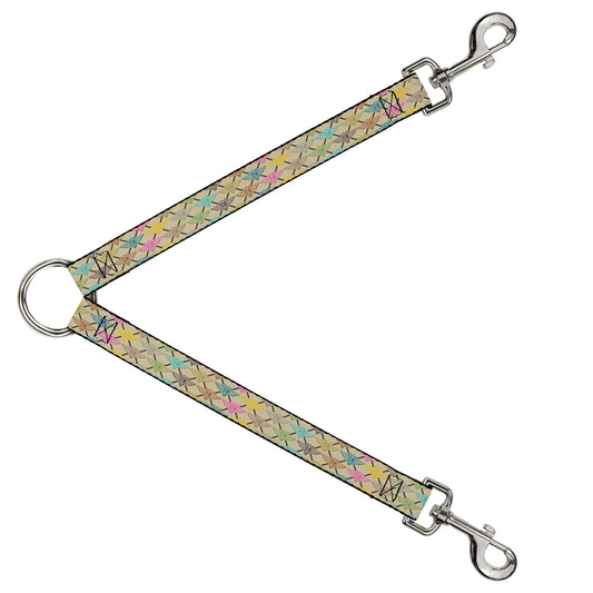 Dog Leash Splitter - BD Monogram Tan/Multi Neon
