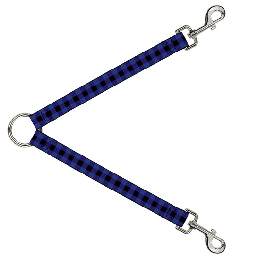 Dog Leash Splitter - Buffalo Plaid Black/Blue