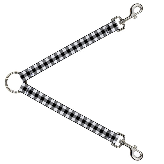 Dog Leash Splitter - Buffalo Plaid Black/White