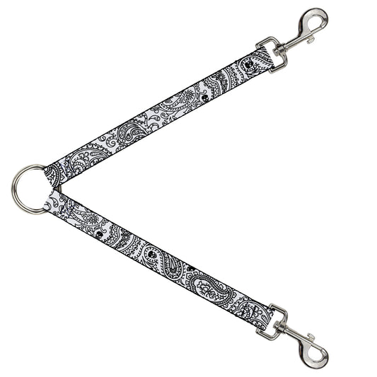 Dog Leash Splitter - Bandana/Skulls White/Black