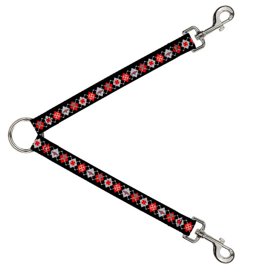 Dog Leash Splitter - BD Argyle Black/Red/Gray