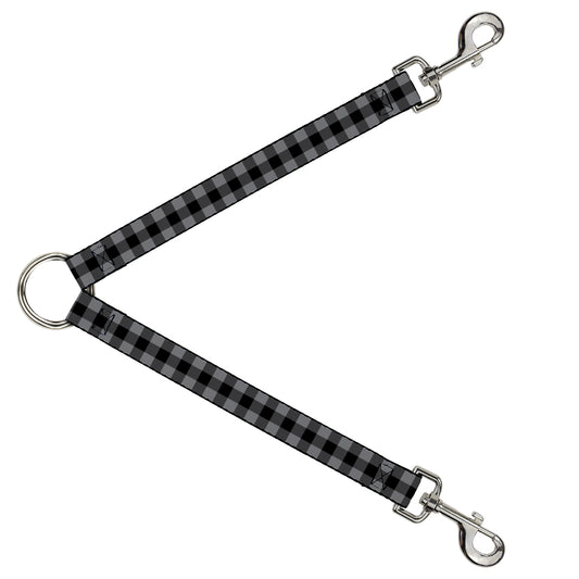 Dog Leash Splitter - Buffalo Plaid Black/Gray