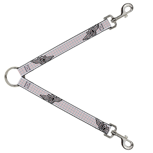 Dog Leash Splitter - BD Plaid White/Gray/Red
