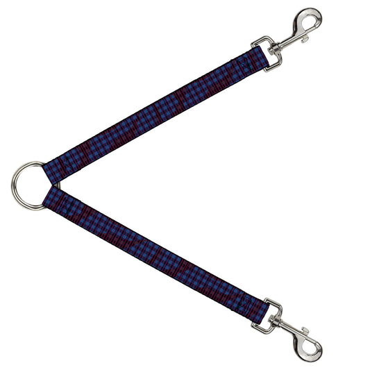 Dog Leash Splitter - Buffalo Plaid Abstract White/Black/Turquoise